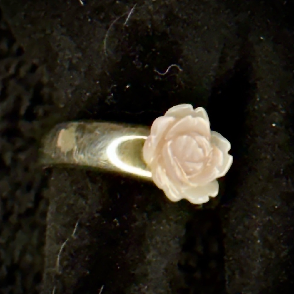 Sterling Silver Carved Rose Ring Stamped “925” “China” Artisan Made item#0017